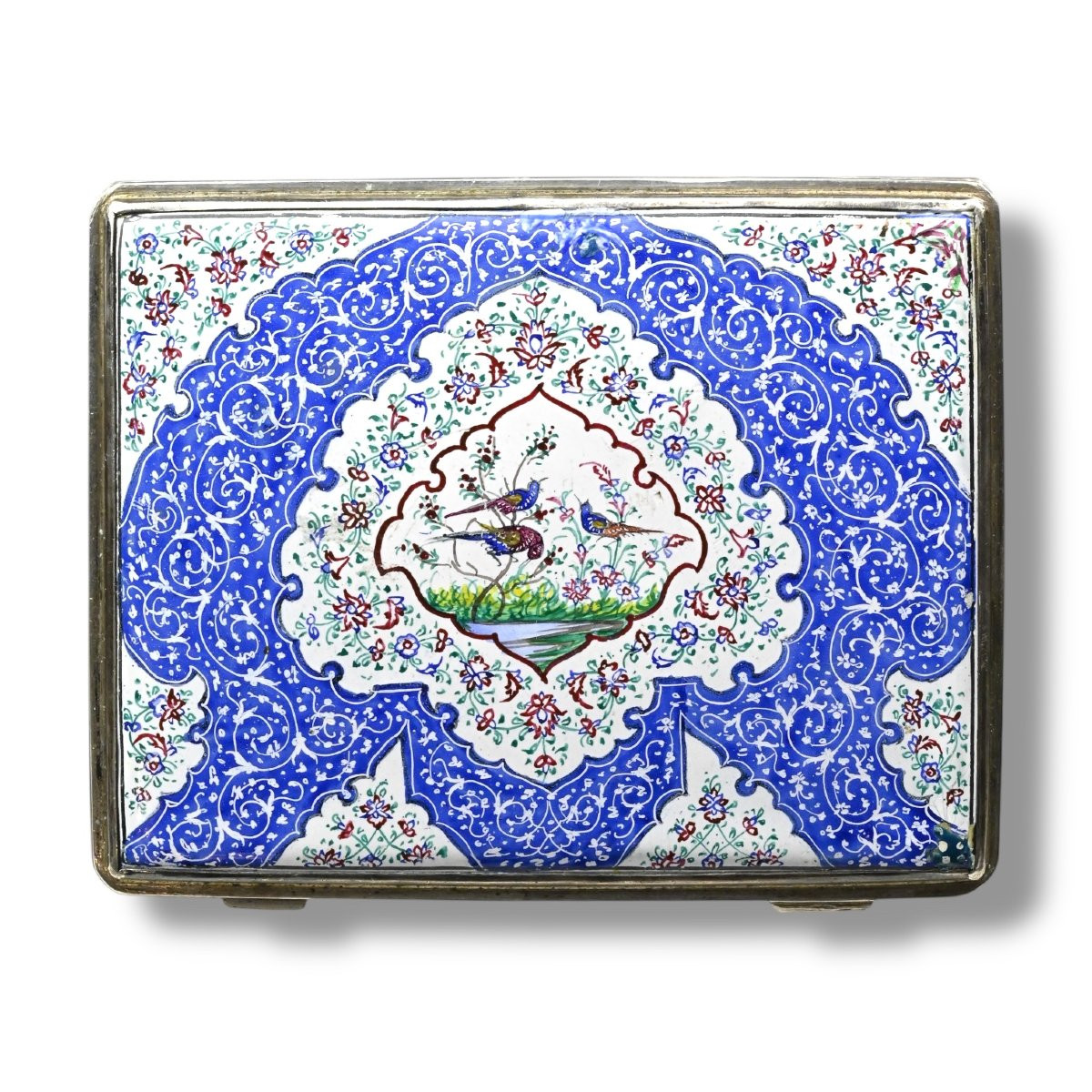 Scatola Portasigarette in Argento con Smalti - Turchia fine XIX Secolo-photo-2